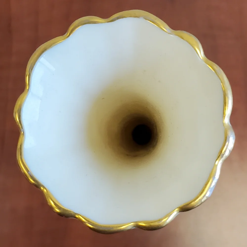 Lenox Bud Vase Ivory Color with Gold Trim & Tripod‎ Foot Made In U.S.A.